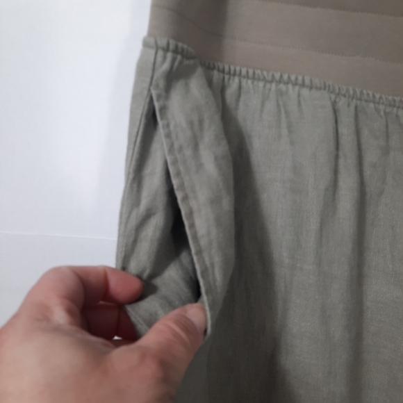 Soft Surroundings Wide Leg Pants Size Small Light Olive Green 100% Linen Pull On - Picture 4 of 14